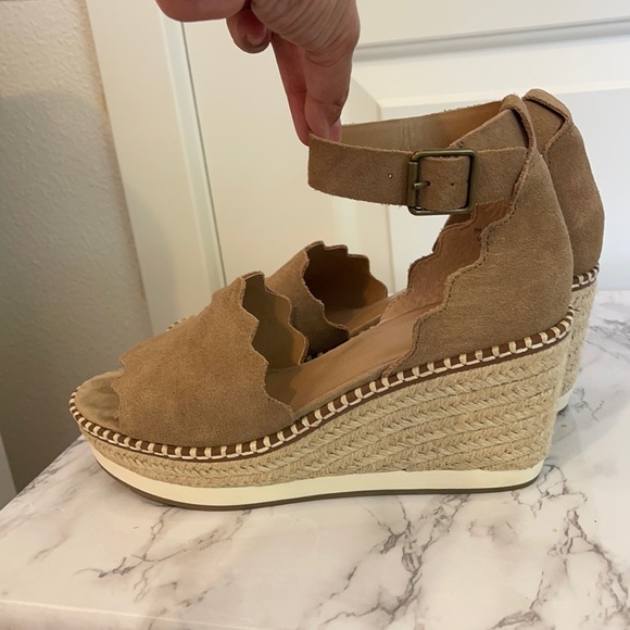 Tan Suede Leather wedge espadrilles - Picture 5 of 5